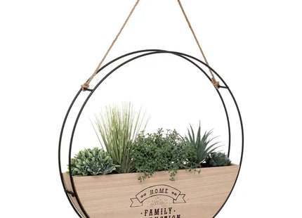 Planta colgante artificial "Krista" de madera y metal, 44 cm de diámetro - 179310B