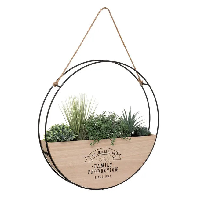 Planta colgante artificial "Krista" de madera y metal, 44 cm de diámetro - 179310B