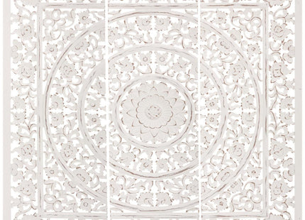 Deco de pared "Fanny" de madera tallada y blanqueada 115x115 - 179493