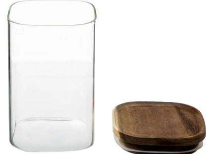 Pote de vidrio con tapa de acacia "Hermet" 1L - 179615