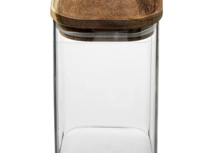 Pote de vidrio con tapa de acacia "Hermet" 1L - 179615