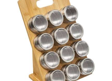 Condimentero magnético de bambú con 12 potes - 179656
