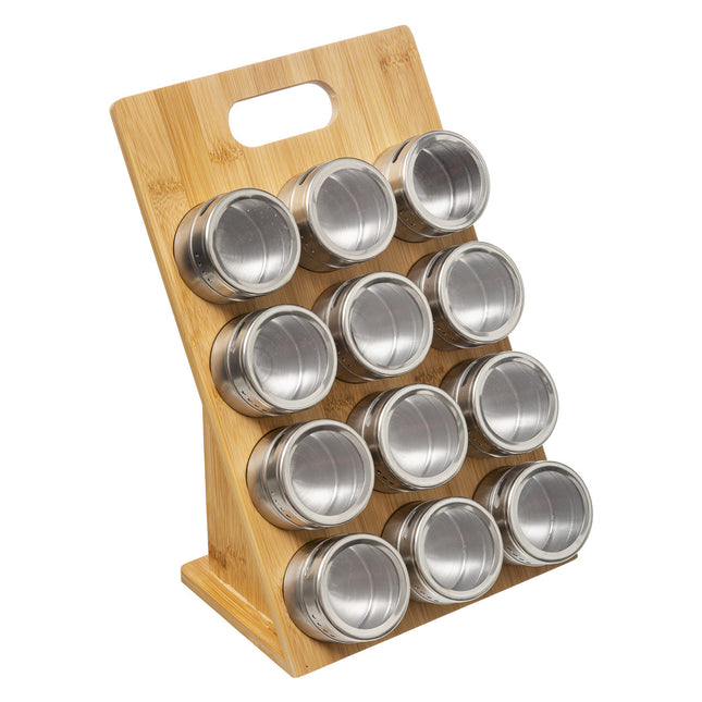 Condimentero magnético de bambú con 12 potes - 179656