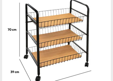Carrito con ruedas de 3 niveles "Nera" negro - 179664