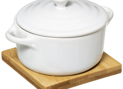 Mini cocotte de cerámica con base de bambú D10 - 179721