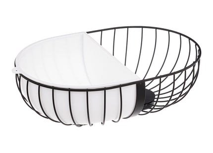 Cesta para pan de metal negro con compartimento extraíble blanco - 179788A