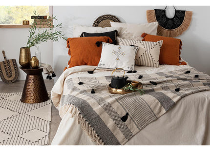 Cubre cama "Terra" de algodón con pompones 130x180cm - 181001