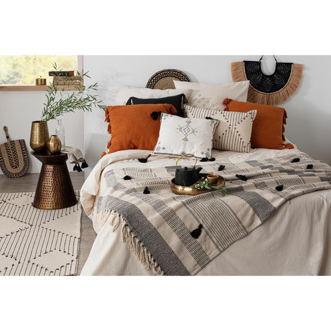 Cubre cama "Terra" de algodón con pompones 130x180cm - 181001