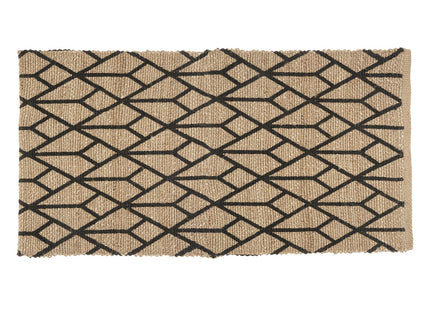 Alfombra de yute estampado "Geométrico" negro 70x140cm - 181002