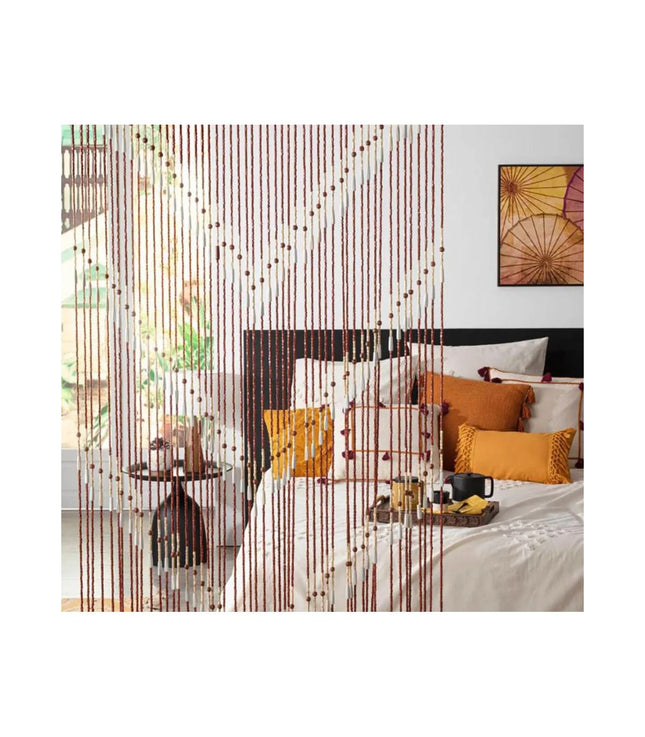 Cortina para puerta abalorios de madera multicolor 90x200 - 181005