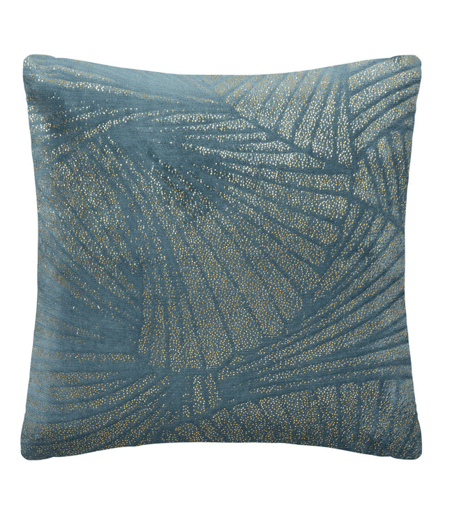 Almohada "Flan" azul canario con motivo dorado en relieve 40x40 - 181020Q