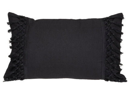 Almohada con flecos macramé de algodón gris oscuro 30x50cm - 181028L