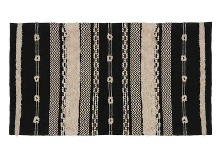 Alfombra decorativa "Delhi" de algodón beige y negro 90x150 - 181061