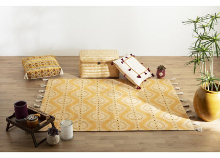 Alfombra decorativa jacquard ocre 120x170 - 181075