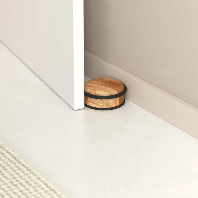 Tope de puerta bajo con efecto de madera natural - 181304