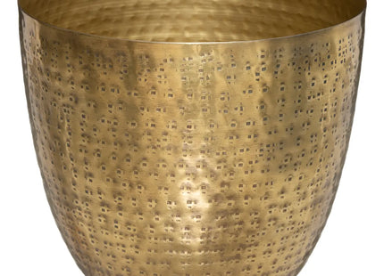 Macetero "Oasis" de metal dorado martillado D18cm - 181408