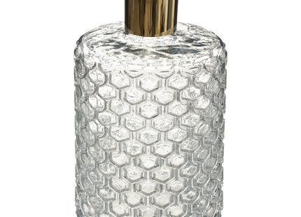 Jarrón de cristal con relieve y aro de metal H26,5 - 181412