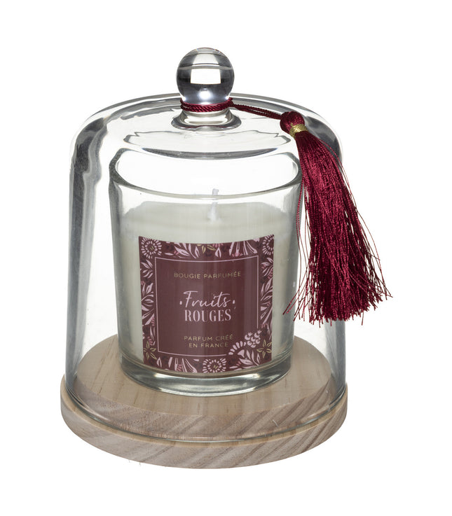 Vela perfumada bajo campana de cristal 130gr Frutos rojos - 181645B
