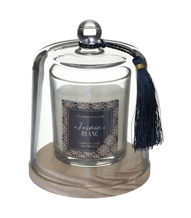 Vela perfumada bajo campana de cristal 130gr Jazmín blanco - 181645E