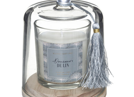 Vela perfumada bajo campana de cristal 130gr Suavidad del lino - 181645F