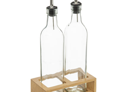 Set de aceite y vinagre con soporte de bambú - 181823