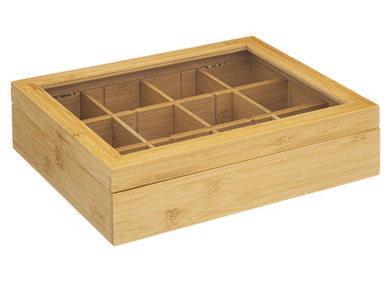 Caja de té de bambú con 12 compartimentos extraíbles - 181826