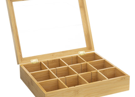 Caja de té de bambú con 12 compartimentos extraíbles - 181826