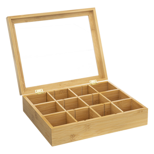 Caja de té de bambú con 12 compartimentos extraíbles - 181826