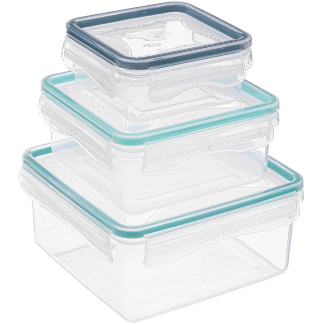 Set de 3 potes de almacenaje rectangular con cierre Clipeat - 181892