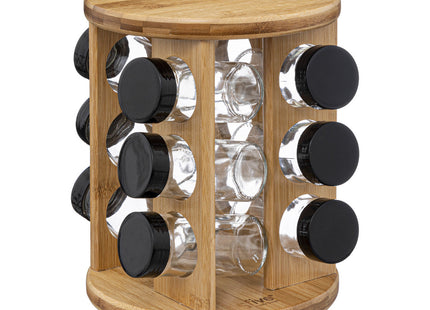Condimentero giratorio de especias de bambú con 12 tarros de cristal - 181895
