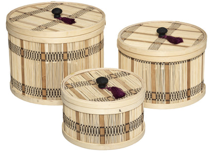 Caja redonda "Nam nam" de bambú P - 182201