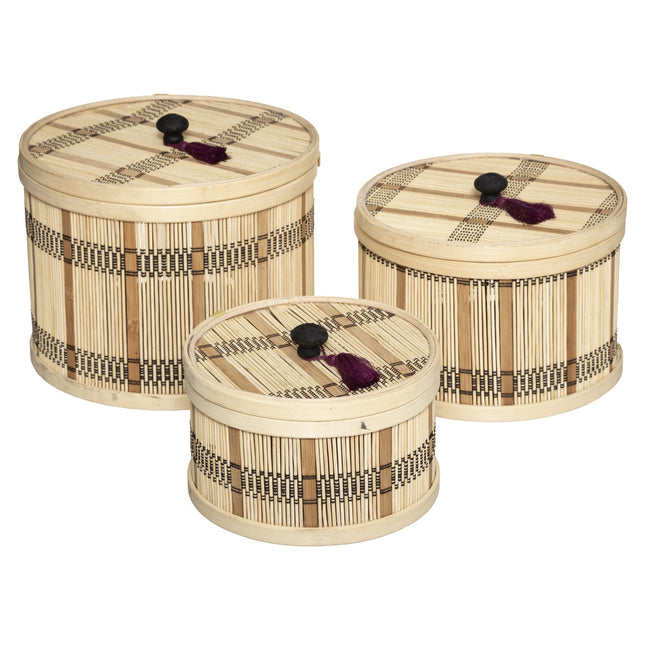 Caja redonda "Nam nam" de bambú P - 182201