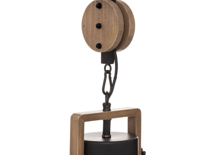 Lámpara suspendida "Silas" de metal negro y madera D23 - 182454