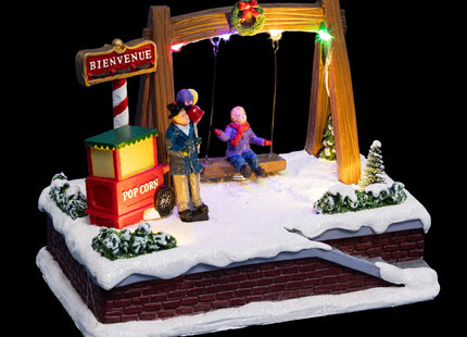 Pueblo navideño columpio animado 6 LED multicolores - 183245