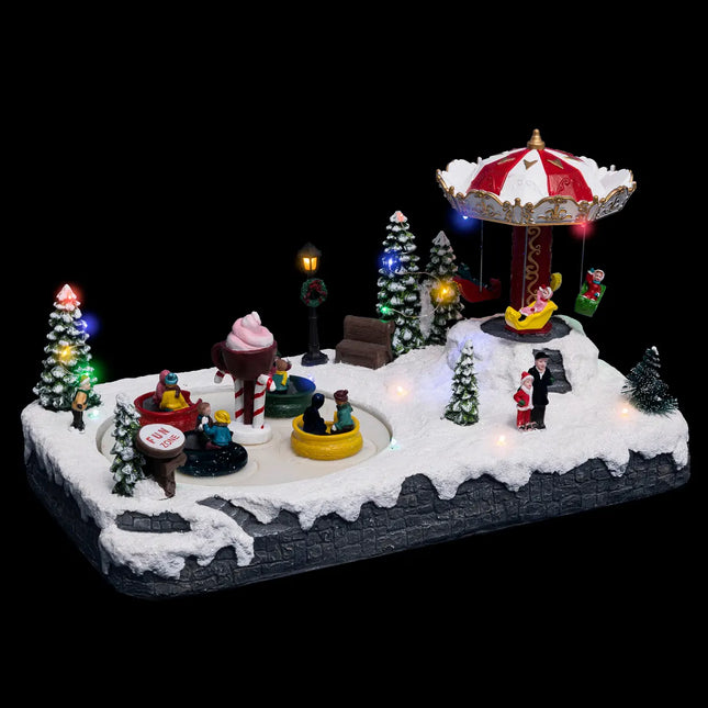 Pueblo navideño "Parque de atracciones" animado/musical 20 LED - 183248