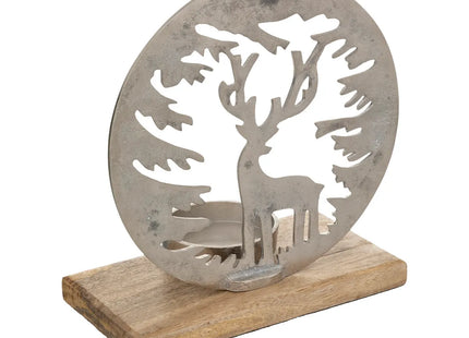 Candelero redondo "Reno y bosque" 25cm - 183348