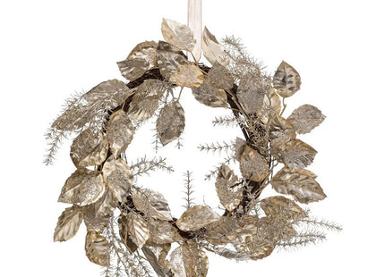 Corona navideña de hojas doradas D40cm -  183861