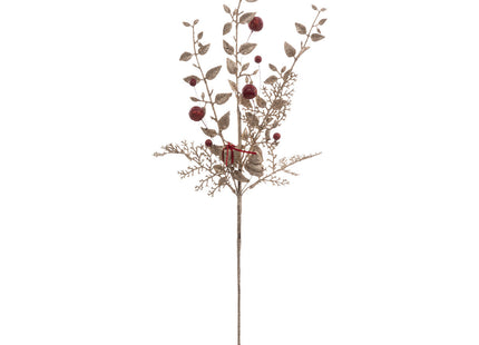 Tallo de flores en tonos dorado y rojo con paquete de regalo y árbol A75cm - 183893