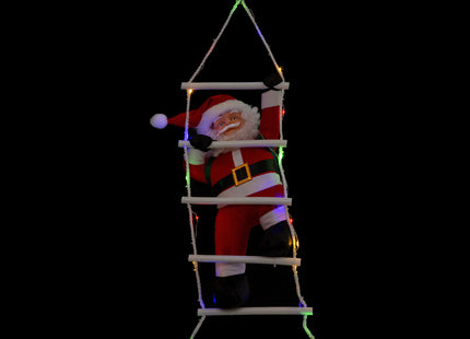 Papá Noel subiendo por una escalera con luz LED que cambia de color 8 funciones A70cm - 183928