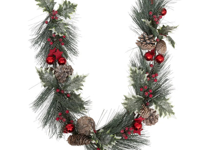 Guirnalda navideña adornos de ramas rojo 1m - 184146