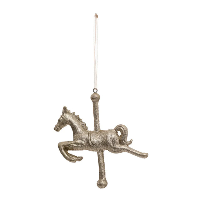 Deco navideña "Cabalo" de carrusel dorado - 184294