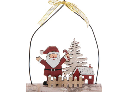 Deco navideña "Campanas" de madera de Papá Noel - 184351