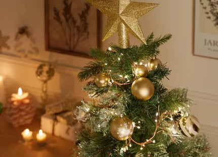 Adorno de estrella brillante para la punta del árbol 22 cm dorado - 184431