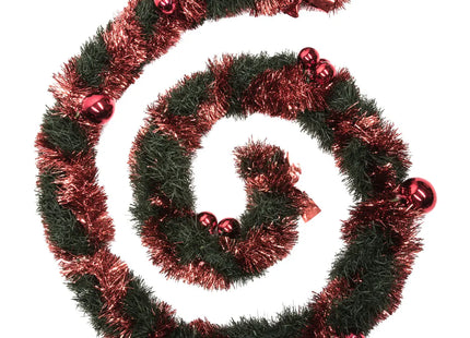 Guirnalda navideña verde con bolas rojas D10 x 270 cm - 184439