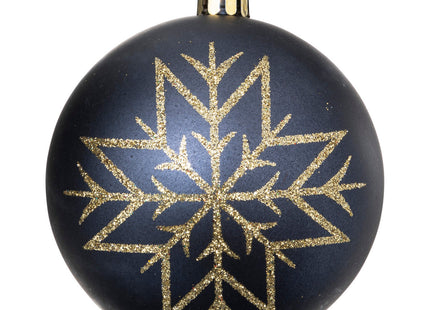 Juego de 8 bolas estampadas D8cm azules y doradas  - 184591