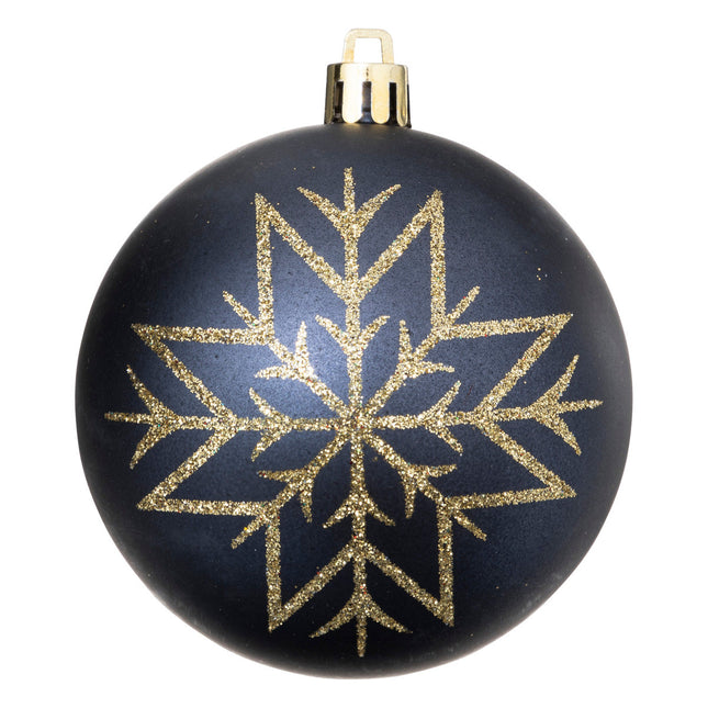 Juego de 8 bolas estampadas D8cm azules y doradas  - 184591