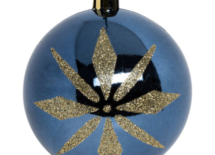 Juego de 8 bolas estampadas D8cm azules y doradas  - 184591