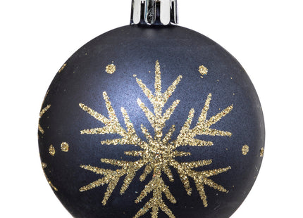 Juego de 25 bolas navideñas D6cm estampado azul y dorado - 184659