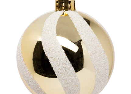 Juego de 25 bolas navideñas D6cm estampado blanco y dorado - 184660