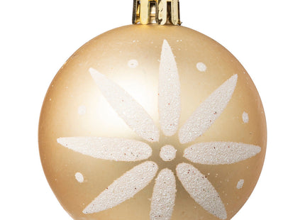 Juego de 8 bolas navideñas D8cm estampado blanco y dorado - 184592